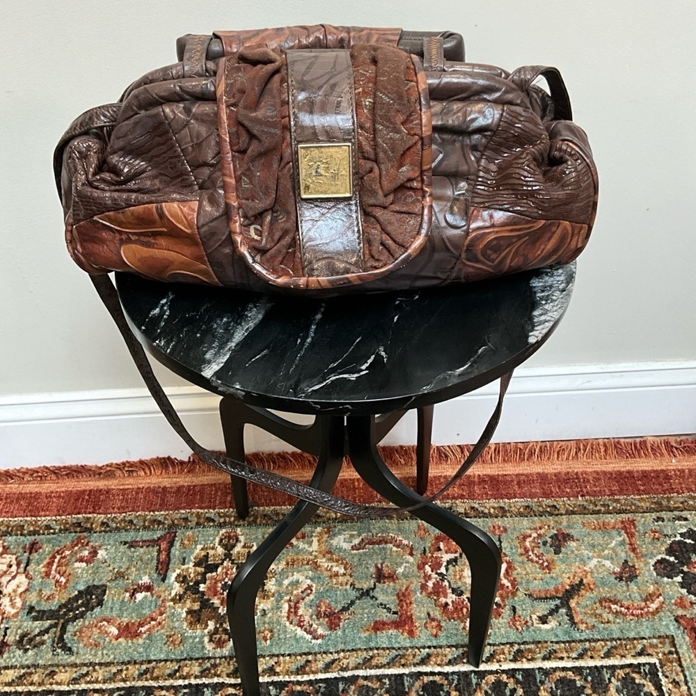 80s tool leather oblong brown crossbody bag - Picture 4 of 10